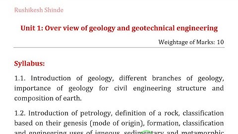1+ geotechnical engineering | Unit 1: Over view of geology and geotechnical engineering |
