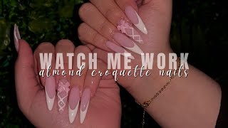 trendy croquette nails  | xl almond shaping tutorial | prep + application