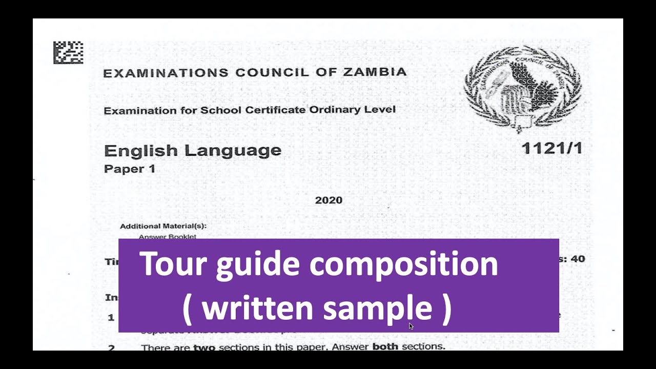 2020 DECEMBER ENGLISH P1 TOUR GUIDE (WRITTEN SAMPLE )