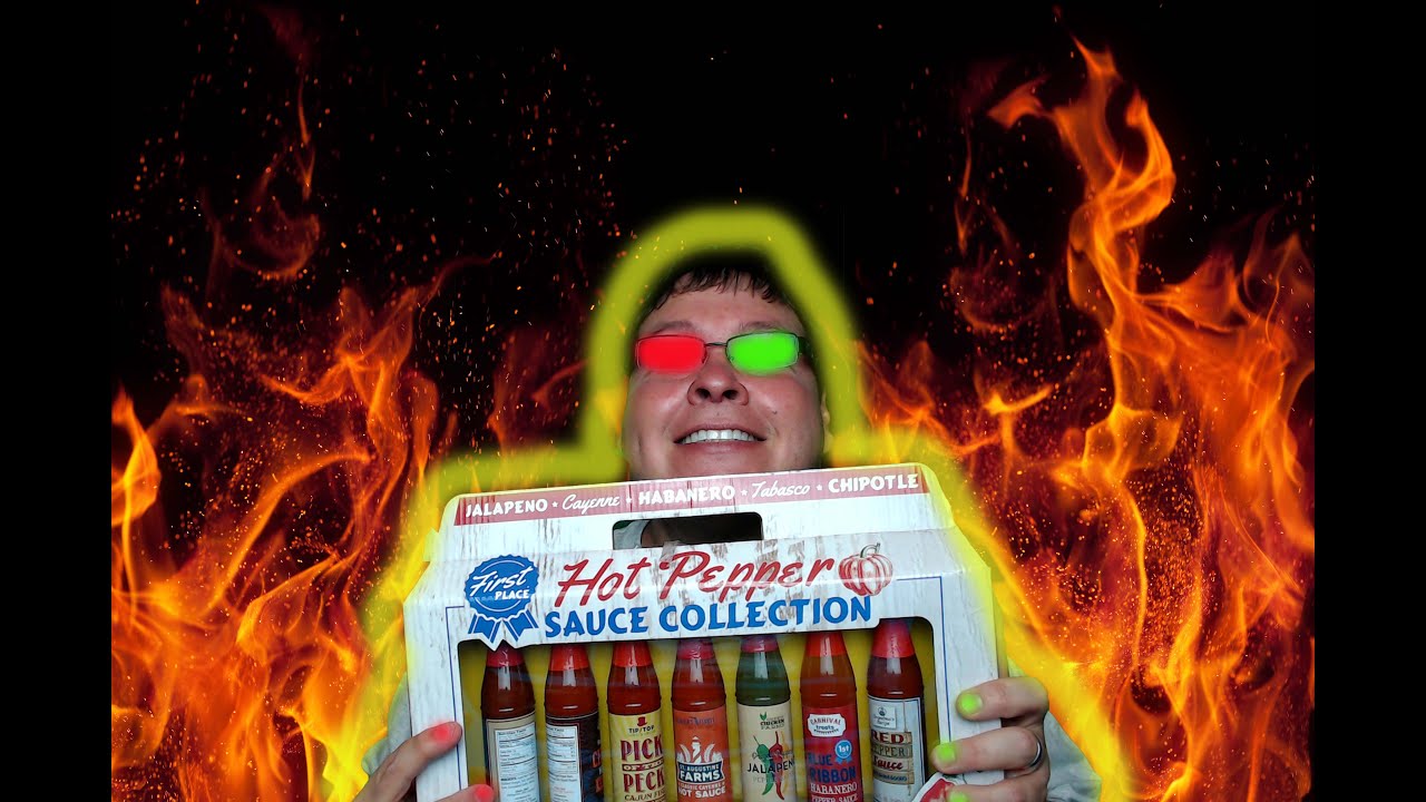 Hot Sauce Taste Test Max tastes 7 sauces from gift set YouTube