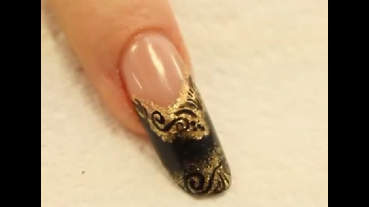 Ongle Acrylique Noir et Doré Tutoriel par Naio Nails YouTube
