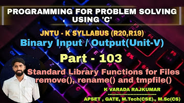 Part - 103 Standard Library Functions for Files (remove(),rename() and tmpfile())