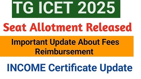 TG ICET 2025 Seat Allotment||TG ICET 2025 Seat Allotment Download link || TS Icet seat allotment