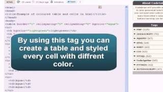 HTML Tutorial :  coloured table