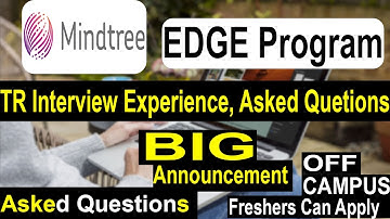 Mindtree Edge Interview Experience || Mindtree Edge TR Interview || Questions asked in Mindtree Edge