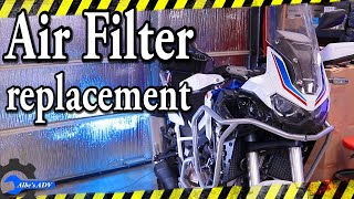 Africa Twin air filter replacement with Heed crashbars still on