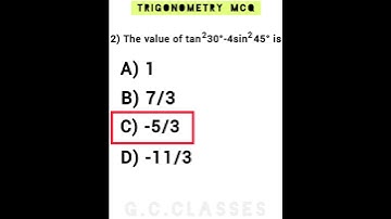 TRIGONOMETRY MCQ CLASS- 9 & 10 || FOR ICSE & CBSE || MATHS MCQ WITH SOLUTIONS #shorts