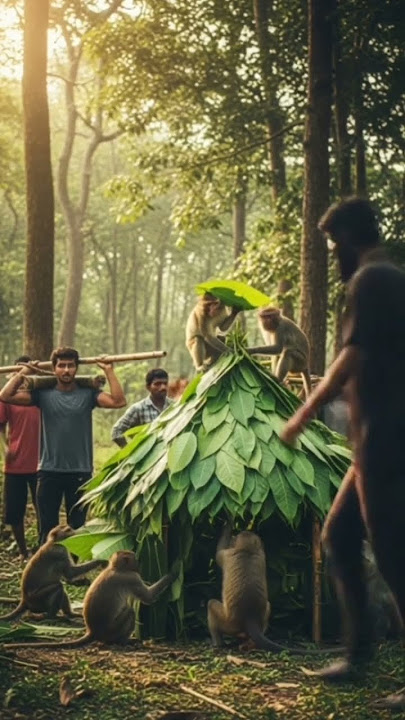 Download lagu Power of Nature Teamwork – Monkeys & Tigers Build Home in Forest #naturephotography #love #fypシ