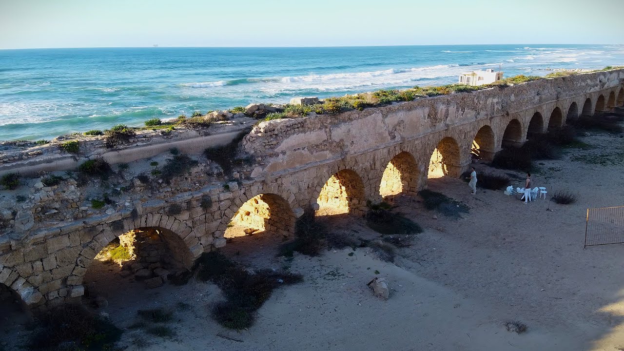Winter Flight over Ancient Caesarea | Sun, Waves & Cormorants