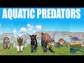Aquatic Predators Speed Race in Planet Zoo included Caiman,  Giant Otter,  Jaguar,  Polar Bear,