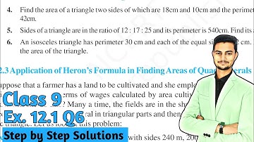 Class 9 Maths | Chapter 12 | Exercise 12.1 Q6 | Heron