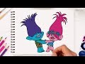 Trolls Coloring Pages Poppy and Branch How To Draw Trolls and Learn Colors With Trolls Poppy Branch