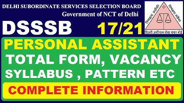 DSSSB Personal Assistant (17/21) Complete information