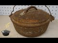 Cast Iron Dutch Oven Restoration &amp; Cooking