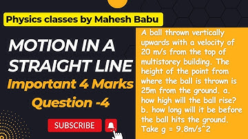 A ball thrown vertically upwards with a velocity of 20 m/s from the top of multistorey building. The