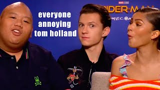 tom holland being annoyed by everyone in the marvel cast for 18 minutes straight