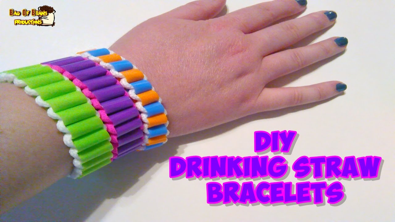 DIY Bracelet Out Of A Drinking Straw (Recycle) - YouTube