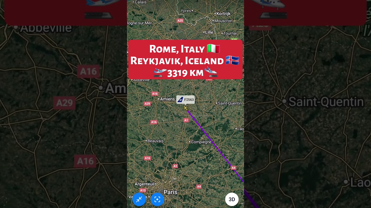 Rome, Italy 🇮🇹 to Reykjavik, Iceland 🇮🇸 Flight Route ✈️