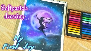 Basic softpastel drawing for beginners|fairy moonlight landscape|How to use softpastels |fabercastle screenshot 1