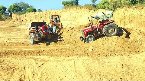 New JCB 3dx Backhoe machine loading Red mud in Massey ferguson 1035 241।jcb tractor cartoon video।
