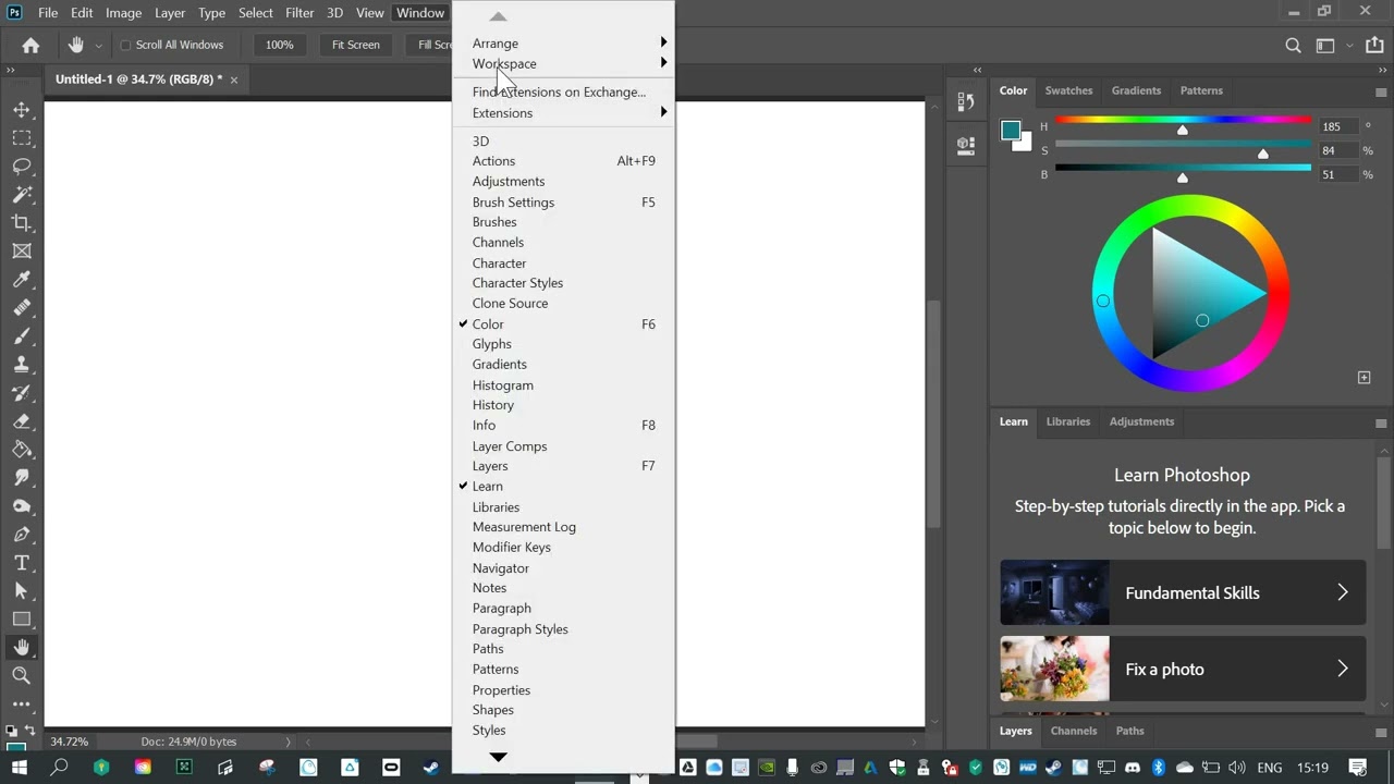 01 Managing & Resetting The Workspace in Adobe Photoshop - YouTube