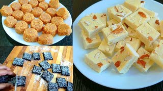 3 ചേരുവ കൊണ്ടുള്ള 3 Sweets Preparation/Party Sweets Vlog/Easy Sweets Recipes/Milk Burfi/Semiya sweet