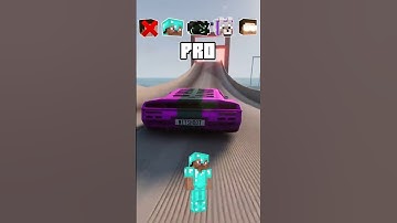 NOOB vs PRO vs HACKER vs HEROBRINE Car Jump Challenge! 😂 🚗 #shorts #beamngdrive