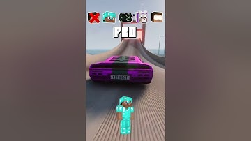 NOOB vs PRO vs HACKER vs HEROBRINE Car Jump Challenge! 😂 🚗 #shorts #beamngdrive