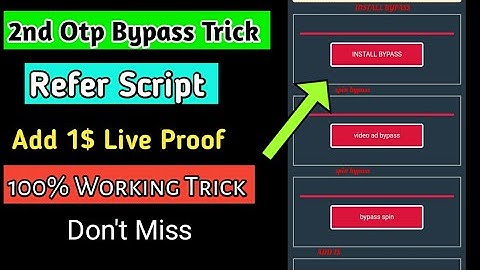2nd Otp Bypass Refer script of Champ Money 😲 1$ added live Proof 🔥🔥