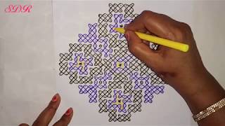25 - 5 - 5 Straight Dots || Sikku Big Kolam || Chikku Rangoli || Kambi Kolam 25 - 5 - 5 Straight Dots || Sikku Big Kolam || Chikku Rangoli || Kambi Kolam