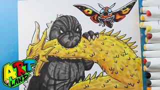 How to Draw Godzilla vs Ghidorah vs Mothra