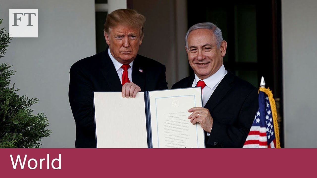 Film backdrop image for Trump recognises Israel's sovereignty over Golan Heights (2019)
