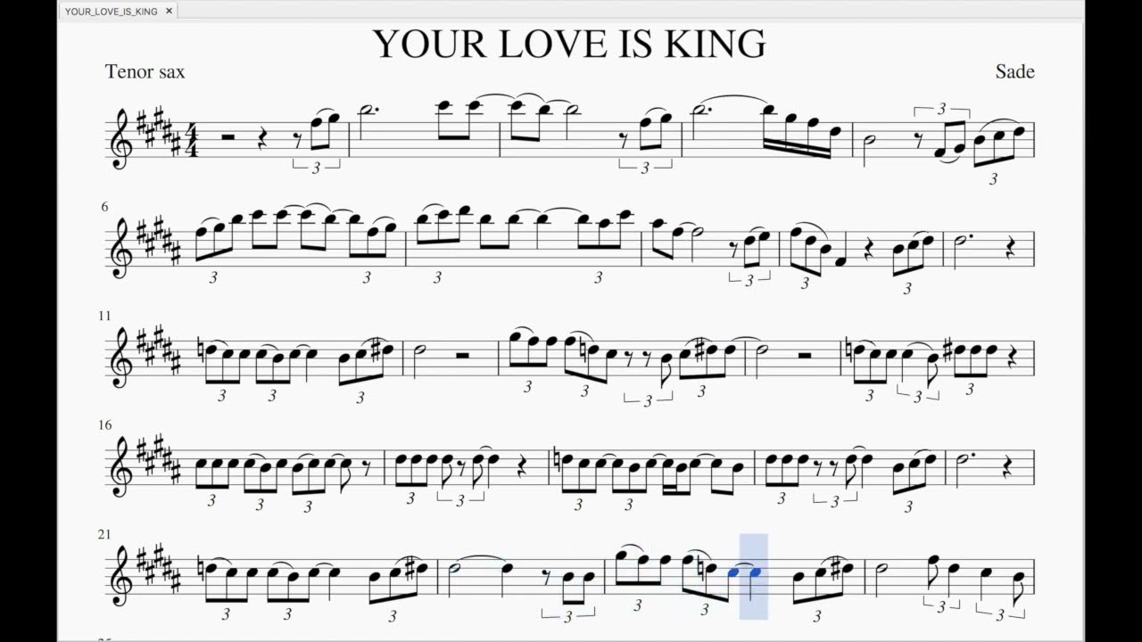 YOUR LOVE IS KING (backing track sheet music trascription Tony Battaglia) 