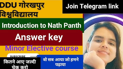 DDU||Answer key||Introduction to nath panth||जो पढ़ाया वही आया|| Minor elective course||babscbcom