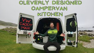 MICRO CAMPER KITCHEN - STAINLESS STEEL - VW Caddy Maxi Barn Doors - Van Tour Campervan Vanlife RV