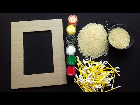 Unique Photo Frame Making with Rice and Earbuds | Photo Frame Making at Home