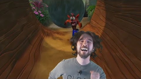 jacksepticeye running away from boulder in Crash meme