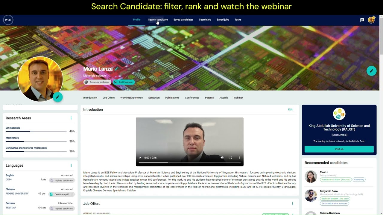 Web Of Talents mini tutorial (