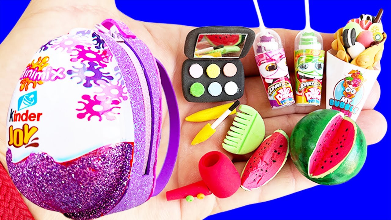 DIY How to Make Polymer Clay Miniature Food Set, | Doll Backpack egg ...