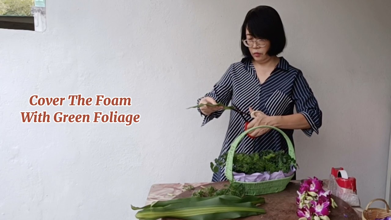 HOW TO USE PURPLE ORCHIDS FOR A FRUITS BASKET ARRANGEMENT