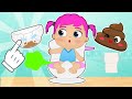 BABIES ALEX AND LILY 💩👶 Learn how to poo at bathroom