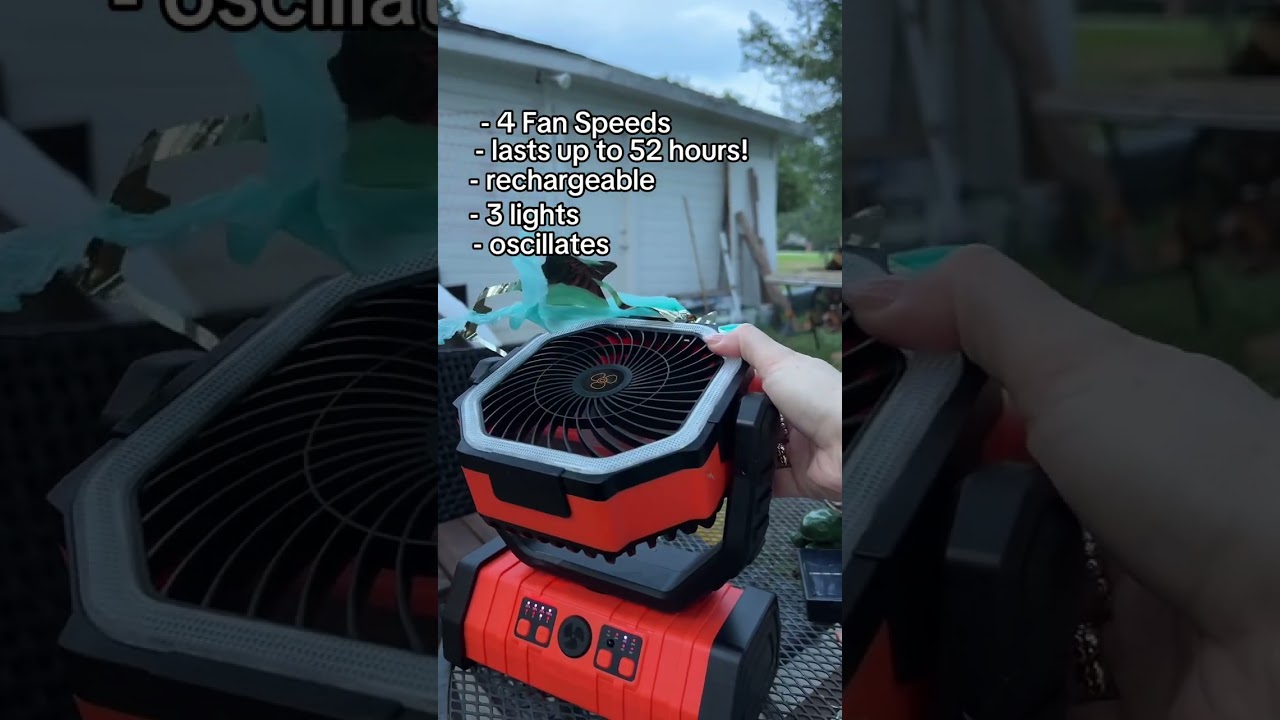 Rechargeable Portable Fan with Lights and Battery Charger Bank! Perfect for ball games, camping,