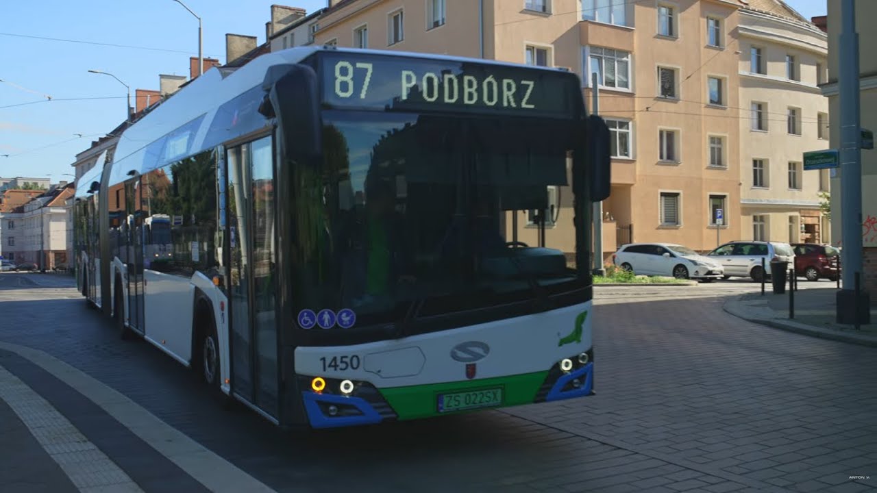 Poland, Szczecin, bus 87 ride from Dw. Niebuszewo to Duńska