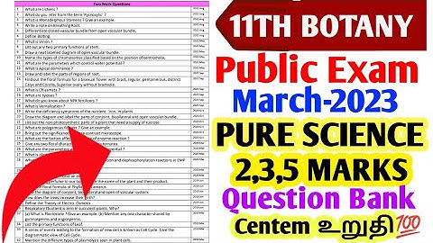 11TH BOTANY PUBLIC EXAM MARCH-2023 IMPORTANT 2,3,5 QUESTION BANK 11THPURE SCIENCE BOTANY QUESTIONS💯🔴