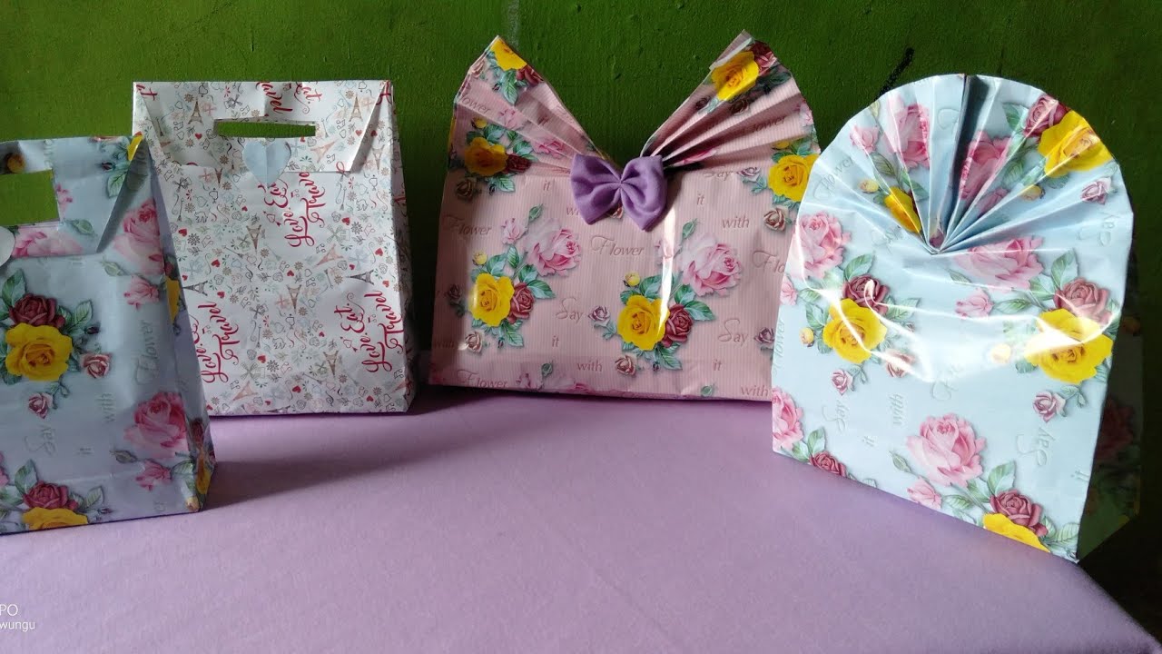 DIY Cara membuat Tote Bag dari kertas  kado TUTORIAL 