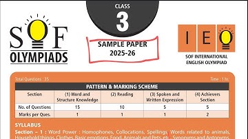 SOF IEO /International English Olympiad CLASS 3 SAMPLE PAPER 2025-26 with explanation /Olympiad 2025