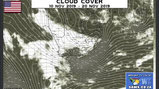 GFS (US Standard - 10 day) Cloud Cover Outlook for Southern Africa Nov 2019