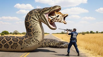 Dappere helden redden giraf van gigantische pythonaanval op de weg 🦒🐍 | 911s Animal Rescue