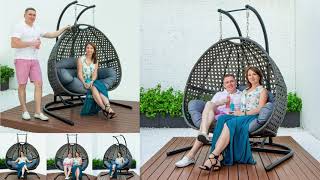 LeisureMod Wicker Hanging 2 Person Egg Swing Chair