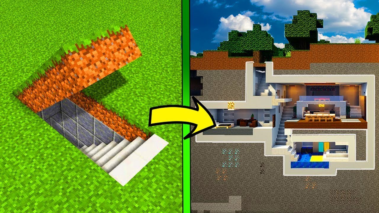 TUTORIAL COMO CONSTRUIR UNA BASE SECRETA MODERNA MINECRAFT (Casa Secreta  Bunker) MINECRAFT ROLEPLAY - YouTube